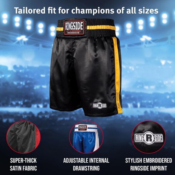 Ringside Pro-Style Boxing Trunks (Black-Gold, Medium) - Picture 16 of 16